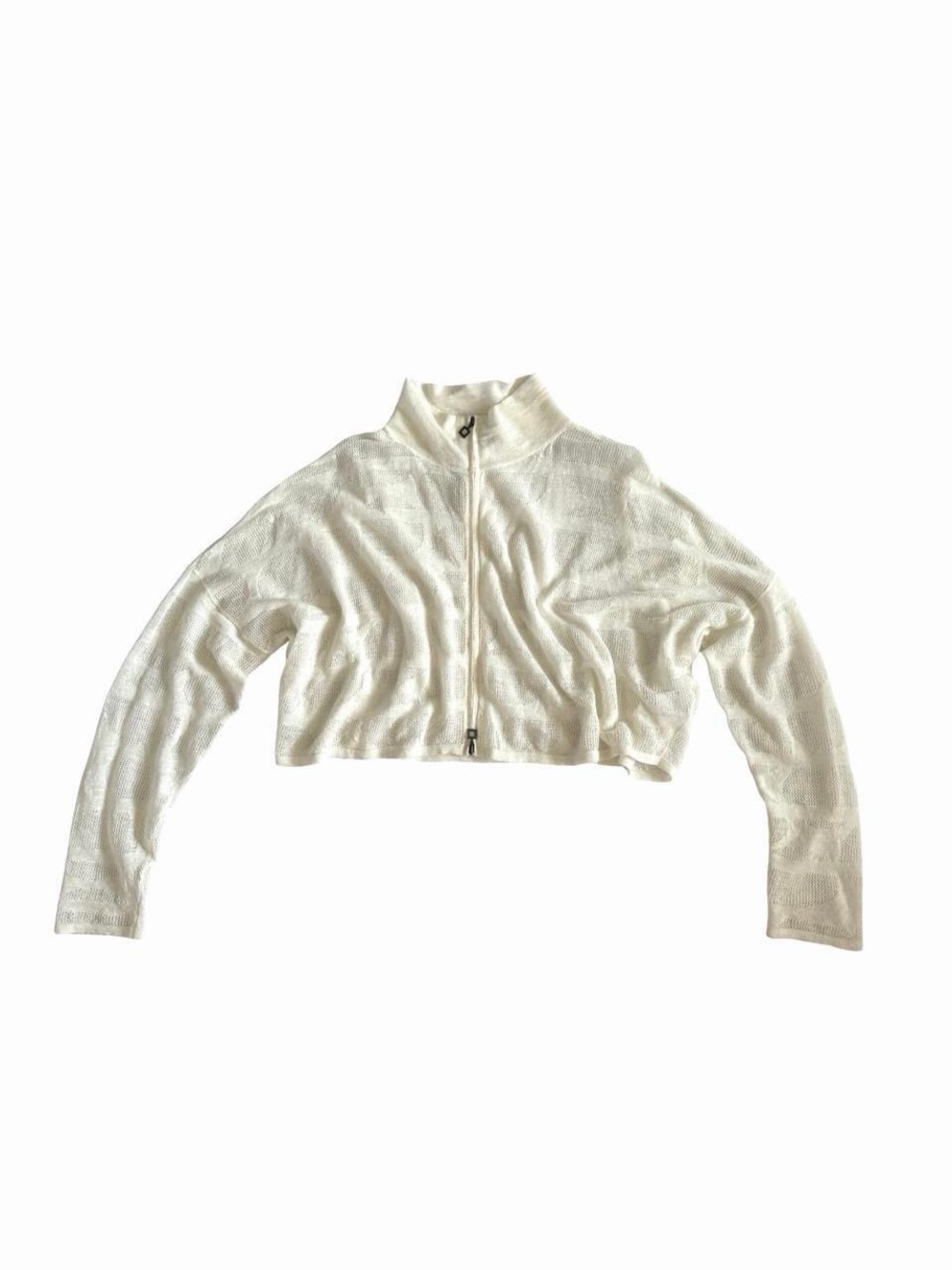 Sarah Pacini Linen Cropped Zip-Up Jacket in Ivory
